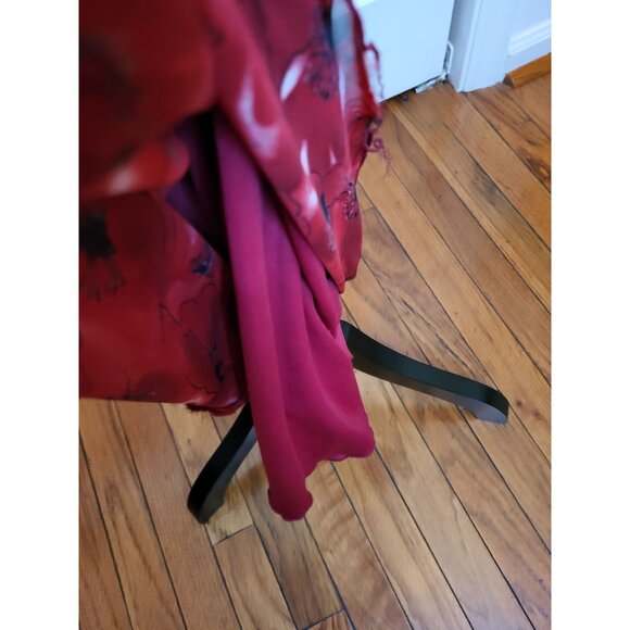 Vintage Y2k Red Floral Sheer Slip Maxi Skirt XL Whimsygoth Vampy 00s Goth Boho - Picture 5 of 8